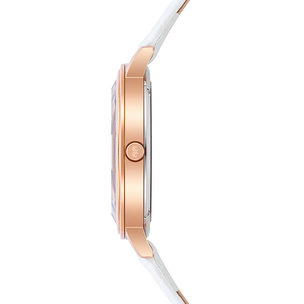 Damen Quarzuhr roségold Echtleder weiß – Rhodenwald & Söhne