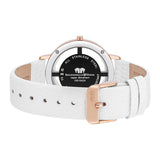 Damen Quarzuhr roségold Echtleder weiß