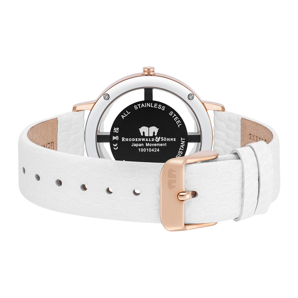 
                  
                    Damen Quarzuhr roségold Echtleder weiß
                  
                