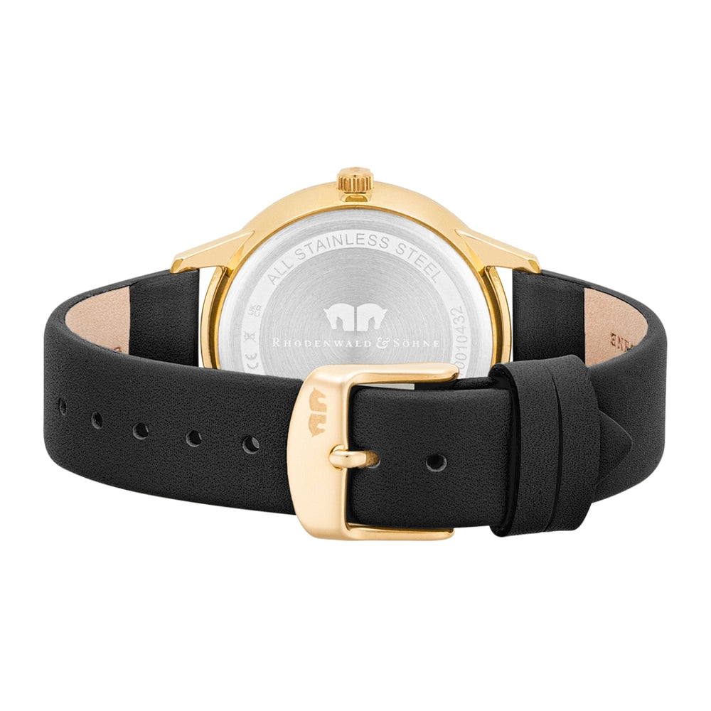 
                  
                    Damen Multifunktionsuhr gelbgold Echtleder schwarz
                  
                
