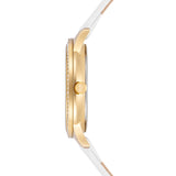 Damen Multifunktionsuhr gelbgold Echtleder weiß