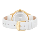 Damen Multifunktionsuhr gelbgold Echtleder weiß