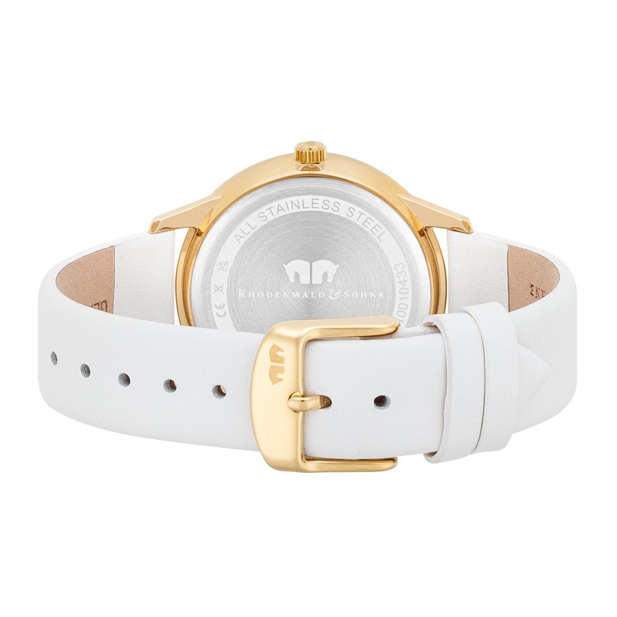 
                  
                    Damen Multifunktionsuhr gelbgold Echtleder weiß
                  
                