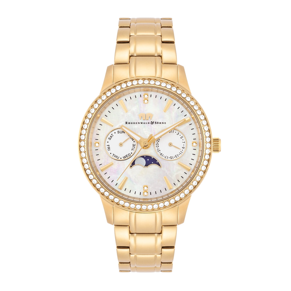 Damen Multifunktionsuhr gelbgold Edelstahl gelbgold