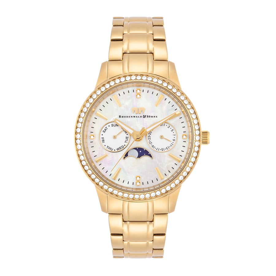Damen Multifunktionsuhr gelbgold Edelstahl gelbgold