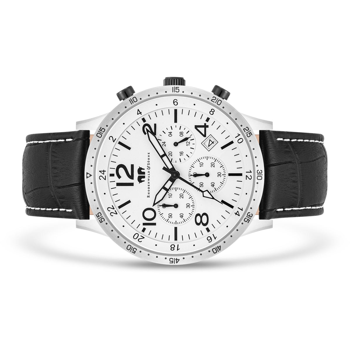 
                  
                    Herren Chronograph silber Echtleder schwarz
                  
                