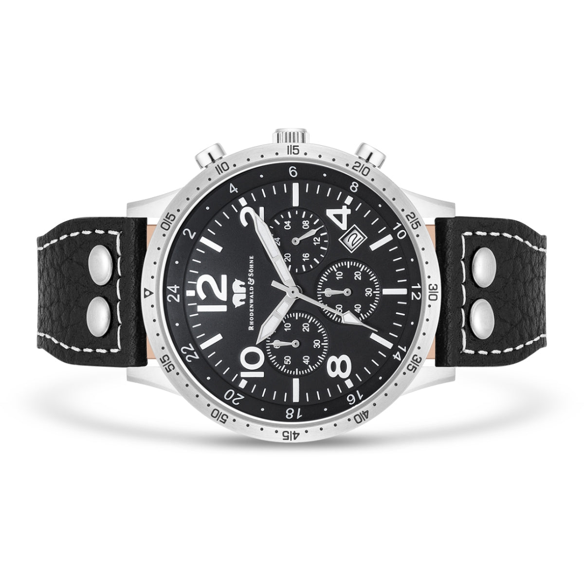 
                  
                    Herren Chronograph silber Echtleder schwarz
                  
                