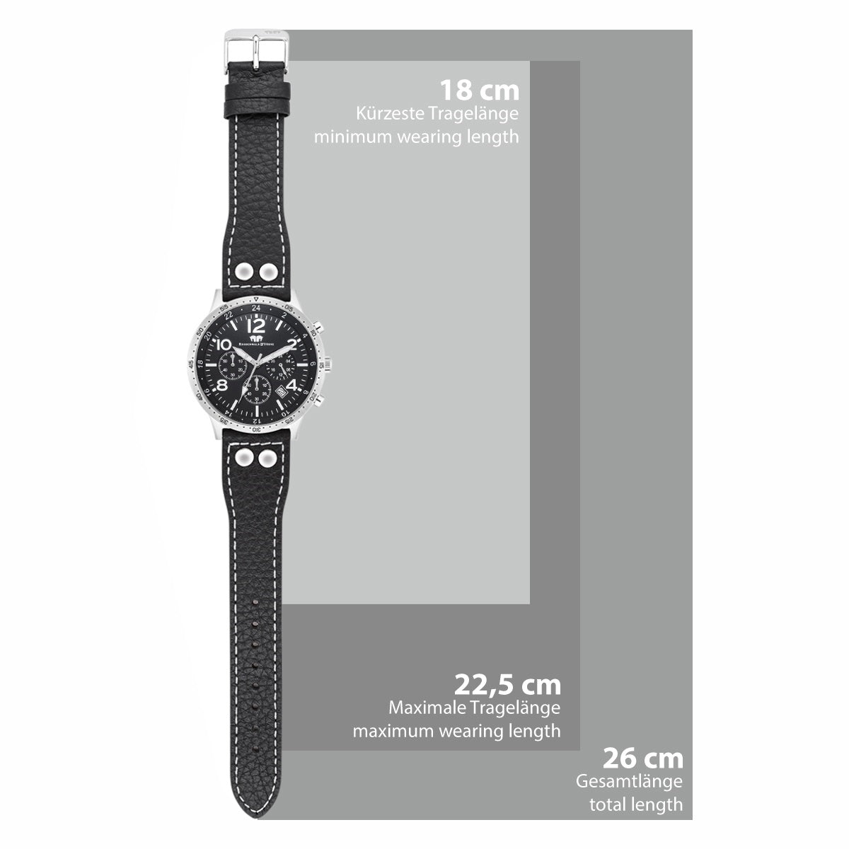 
                  
                    Herren Chronograph silber Echtleder schwarz
                  
                