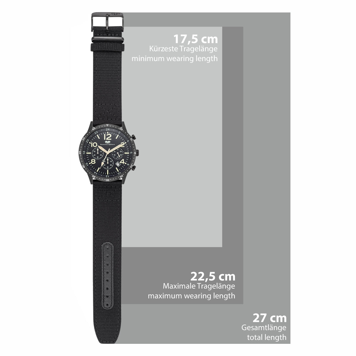 
                  
                    Herren Chronograph schwarz Nylon schwarz
                  
                