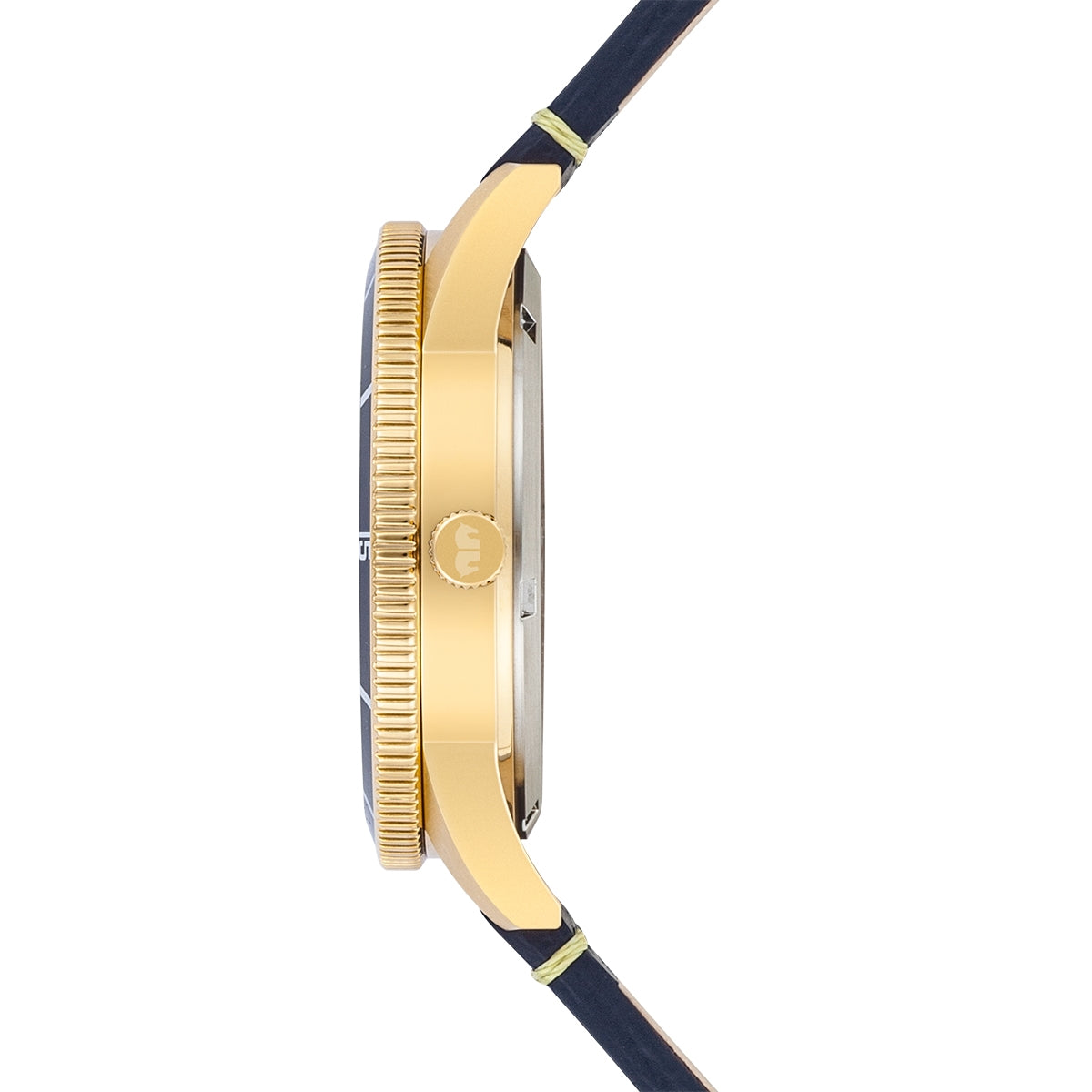 
                  
                    Herren Quarzuhr gelbgold Echtleder blau
                  
                