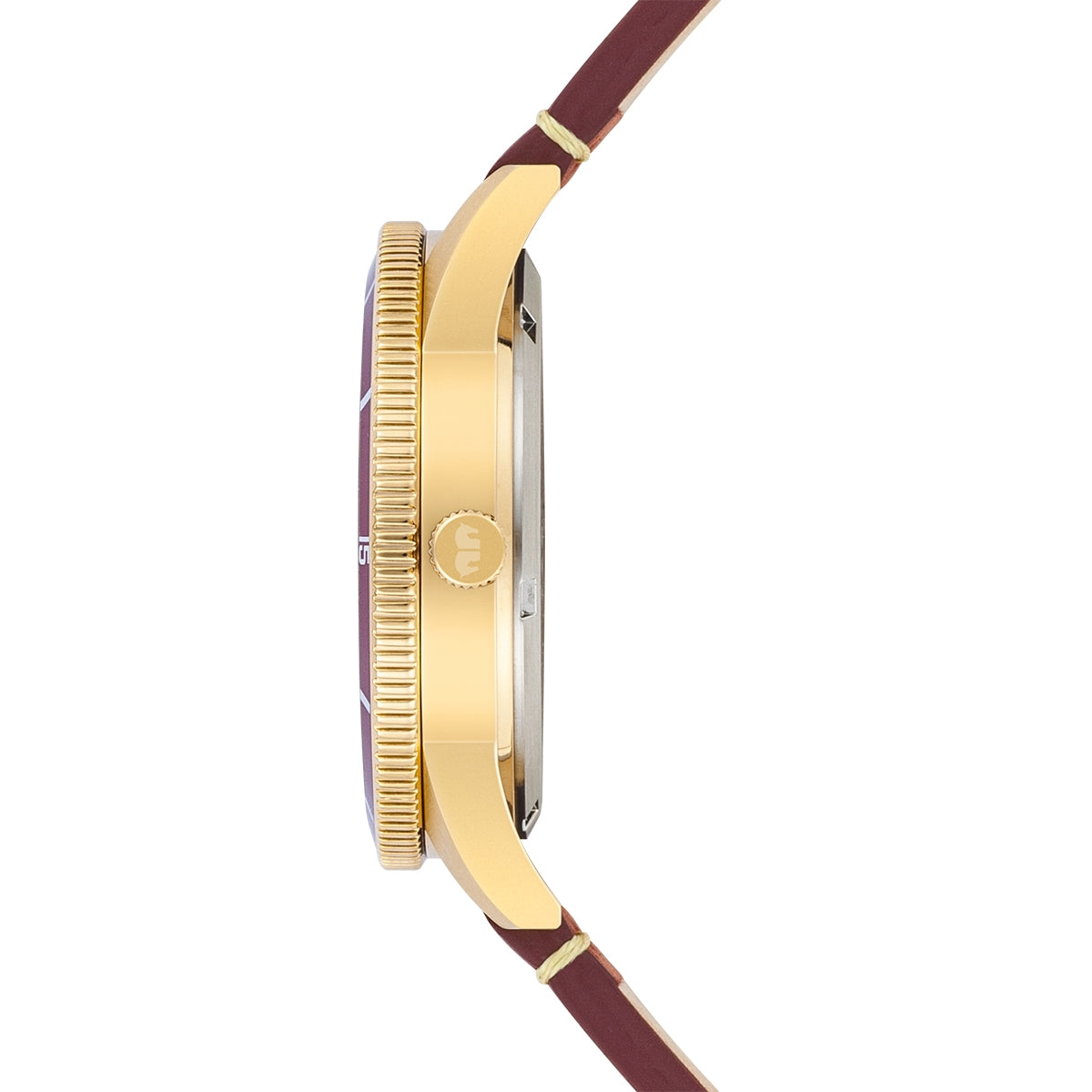 
                  
                    Herren Quarzuhr gelbgold Echtleder rot
                  
                