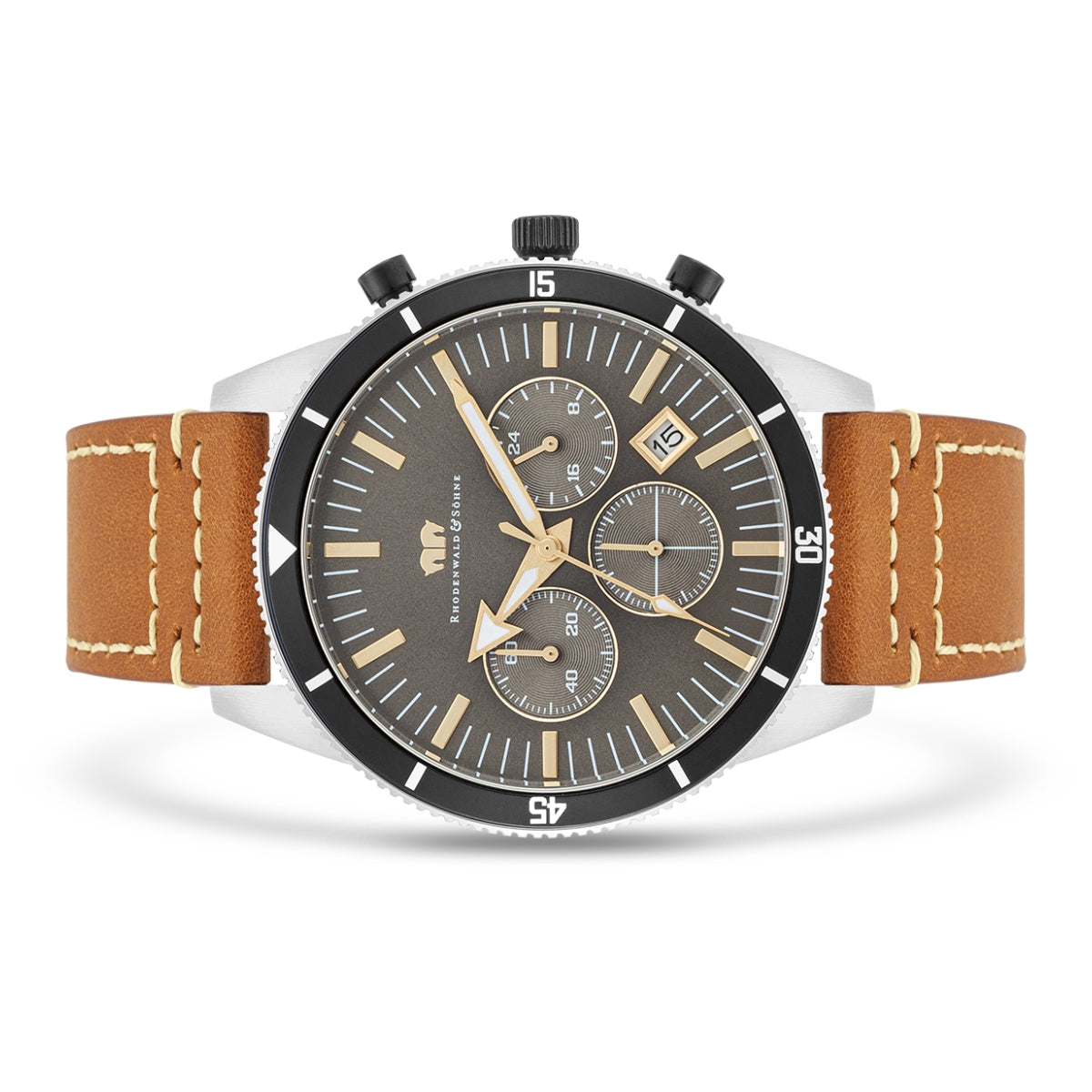
                  
                    Herren Chronograph silber Echtleder braun
                  
                