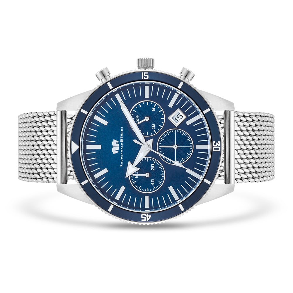 Herren Chronograph silber Edelstahl silber – Rhodenwald & Söhne