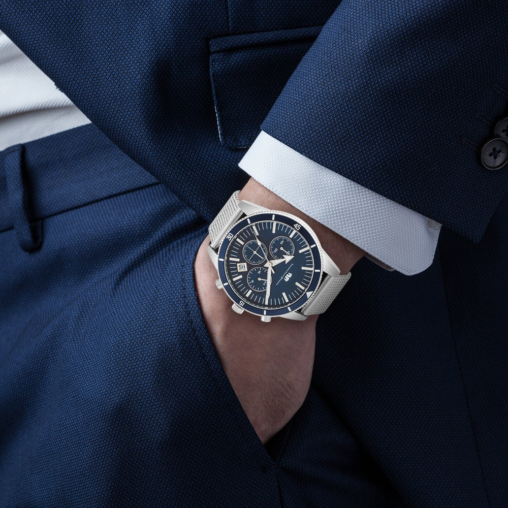 Herren Chronograph silber Edelstahl silber – Rhodenwald & Söhne