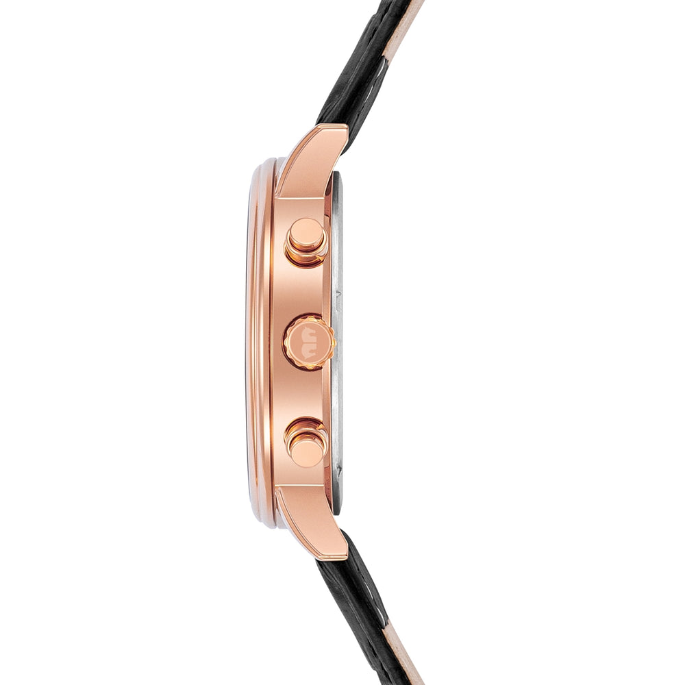 
                  
                    Herren Chronograph roségold Echtleder schwarz
                  
                