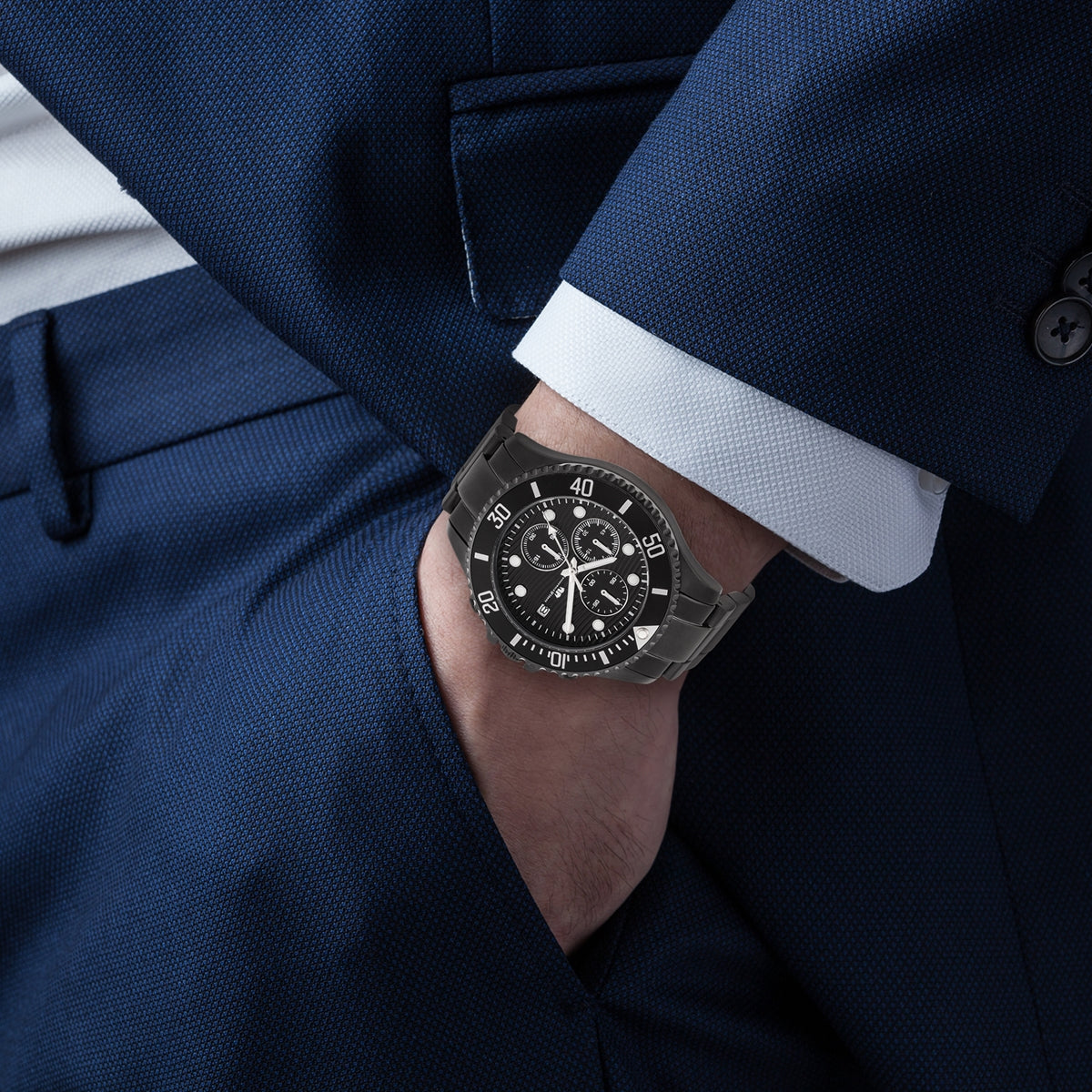 
                  
                    Herren Chronograph schwarz Edelstahl schwarz
                  
                